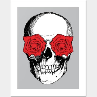 Skull and Roses | Skull and Flowers | Skulls and Skeletons | Vintage Skulls | Red Roses | Posters and Art